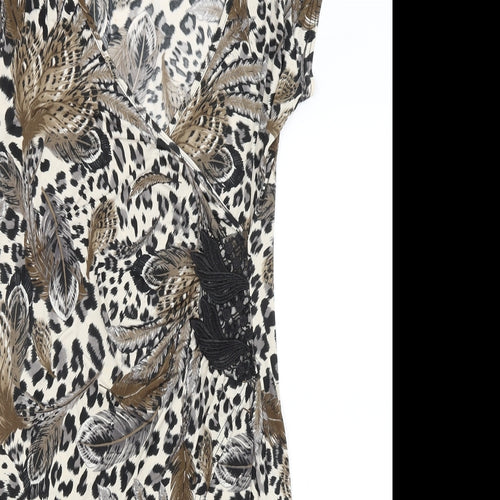 West One Womens Brown Animal Print  T-Shirt Dress  Size S