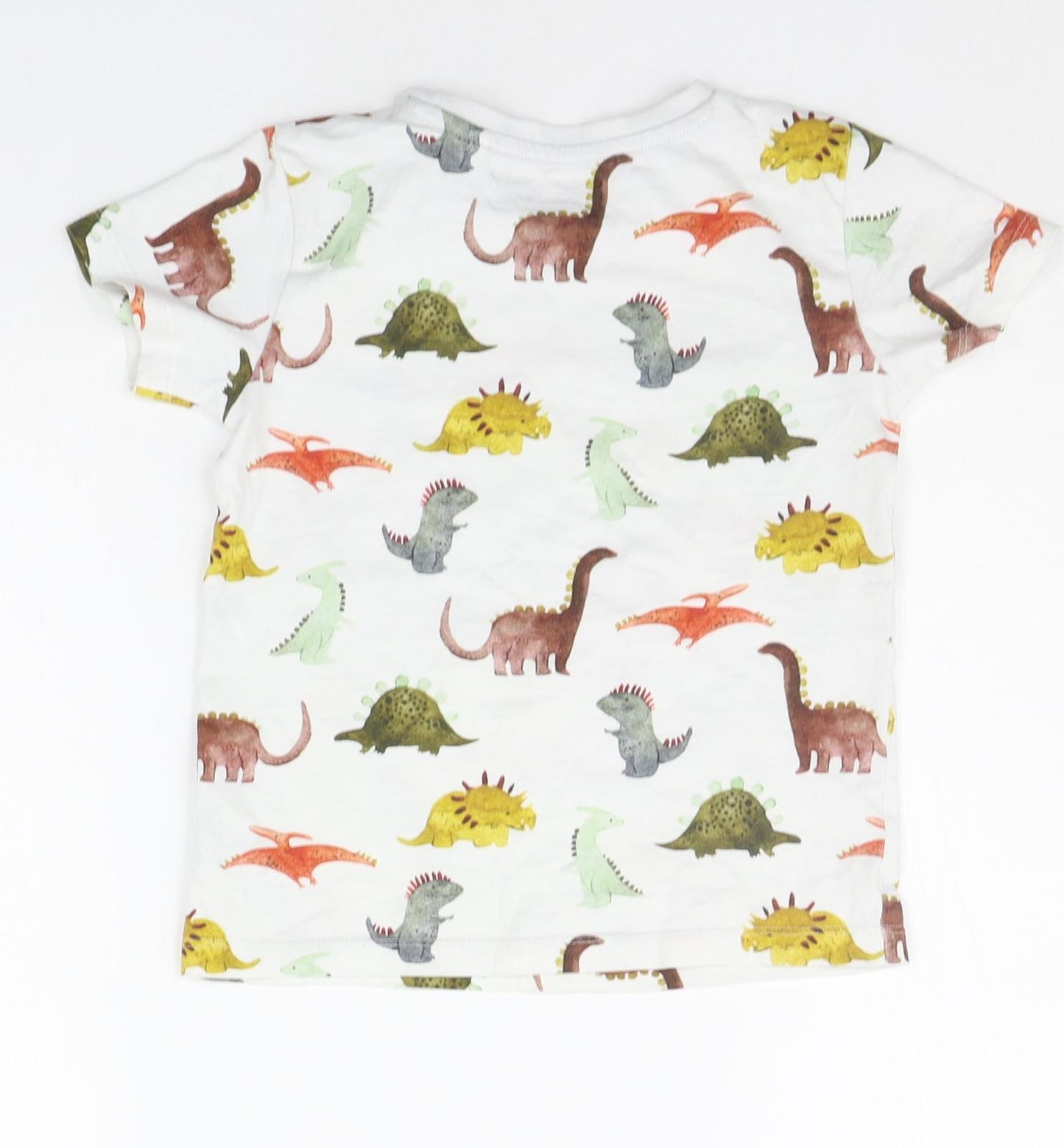 NEXT Boys White Geometric  Basic T-Shirt Size 4-5 Years  - DINOSAUR