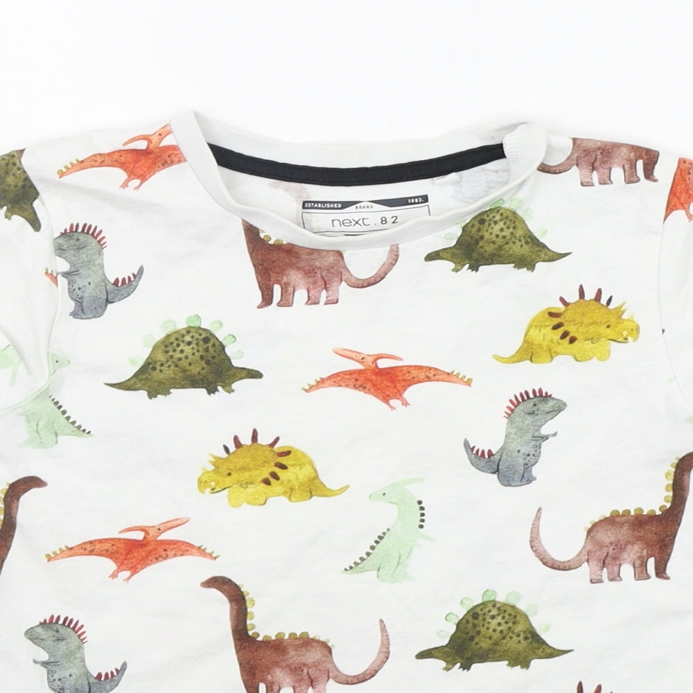 NEXT Boys White Geometric  Basic T-Shirt Size 4-5 Years  - DINOSAUR
