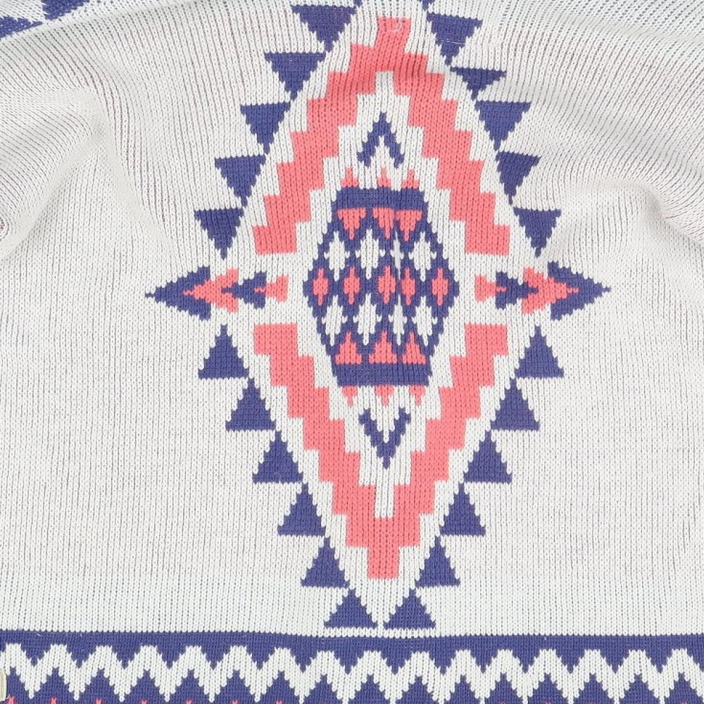 SoulCal&Co Womens White Geometric  Cardigan Jumper Size 16