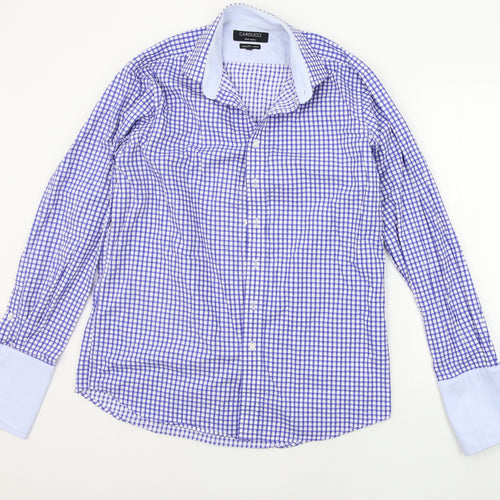 Carducci Mens Blue Geometric   Button-Up Size 16.5