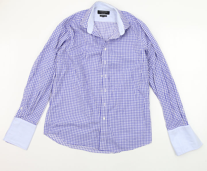 Carducci Mens Blue Geometric Button-Up Size 16.5