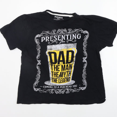 Peacocks Womens Black   Basic T-Shirt Size L  - DADS THE MAN