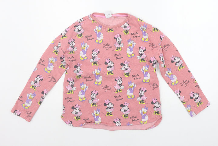 NEXT Girls Pink Geometric Pullover Jumper Size 10 Years - mini mouse