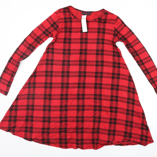 candy brush Womens Red Check  A-Line  Size M