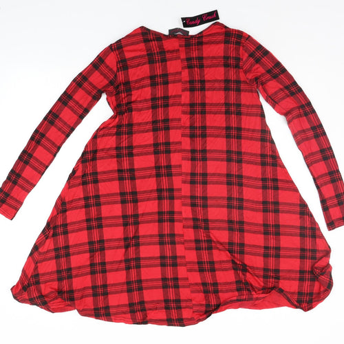 candy brush Womens Red Check  A-Line  Size M