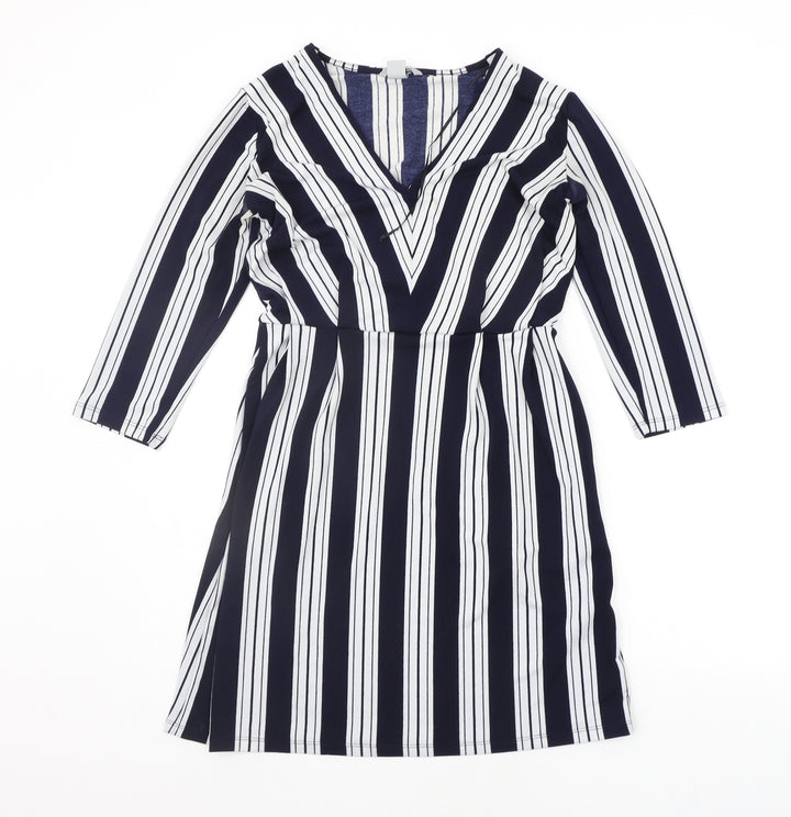 H&M Womens Blue Striped  A-Line  Size XS