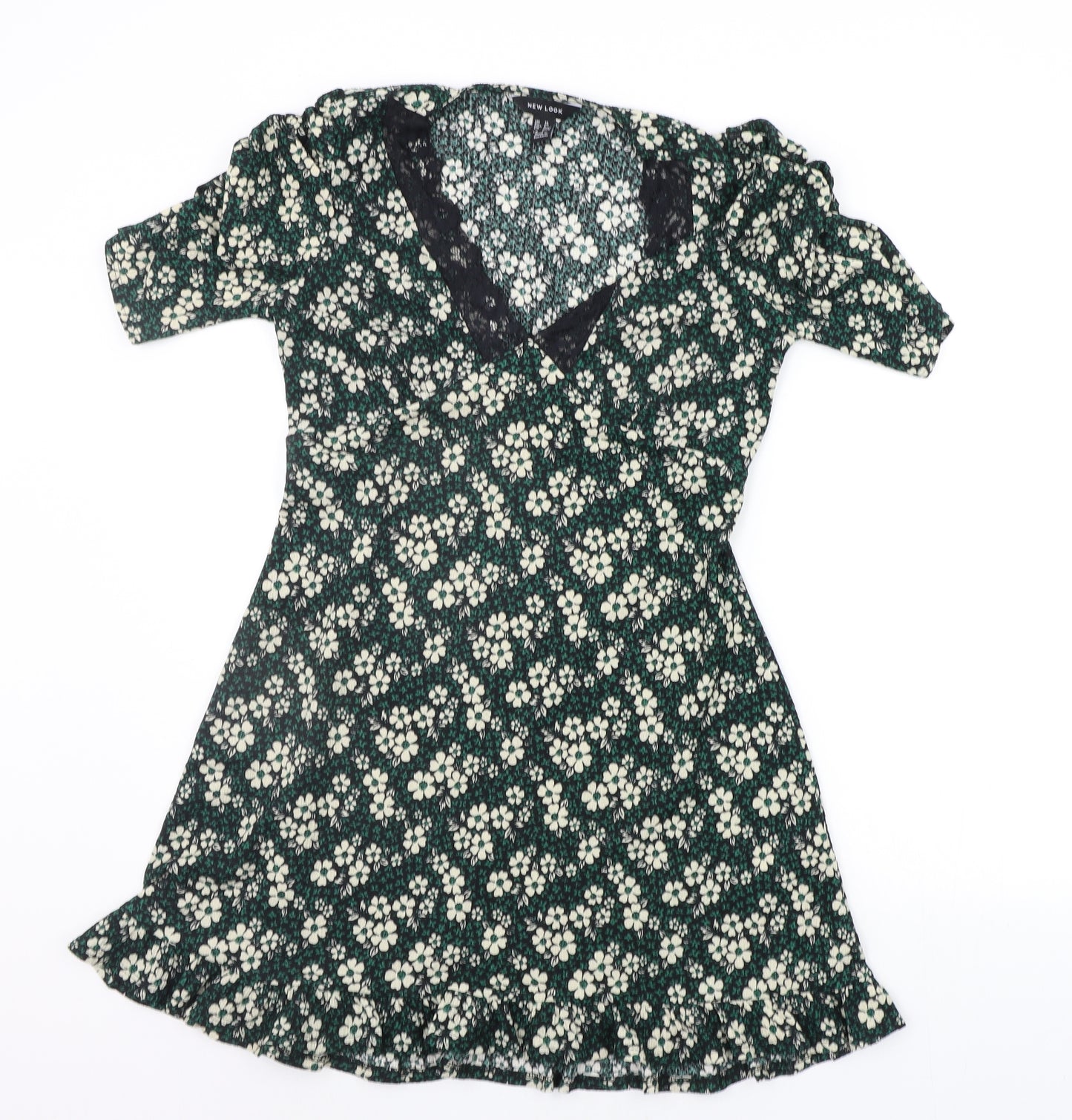 New Look Womens Green Floral  A-Line  Size 10