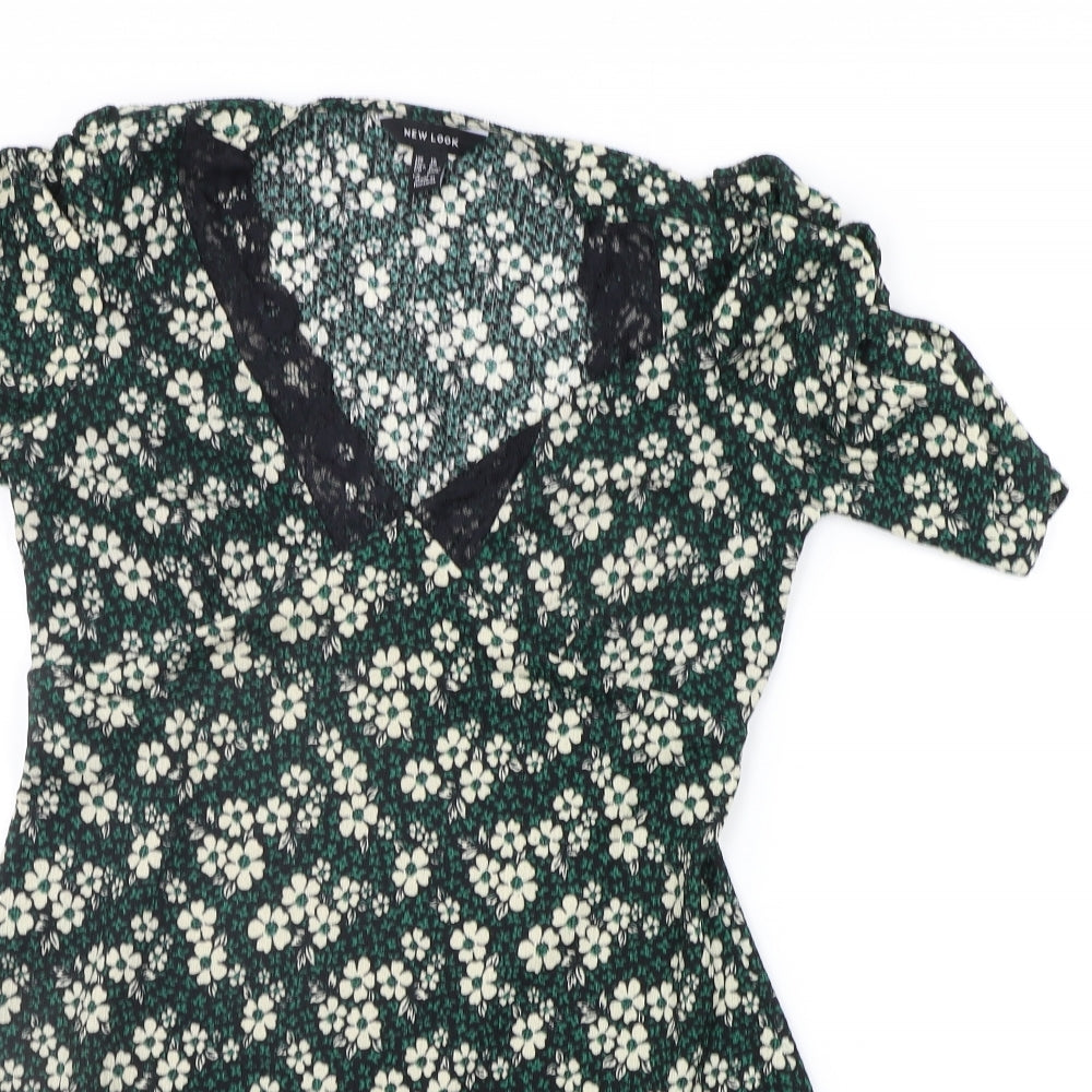New Look Womens Green Floral  A-Line  Size 10