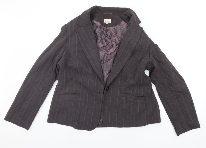 lime Womens Purple Striped Jacket Suit Jacket Size 18