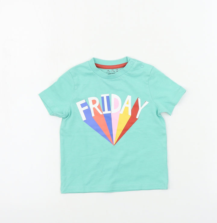 F&F Boys Green Basic T-Shirt Size 12-18 Months