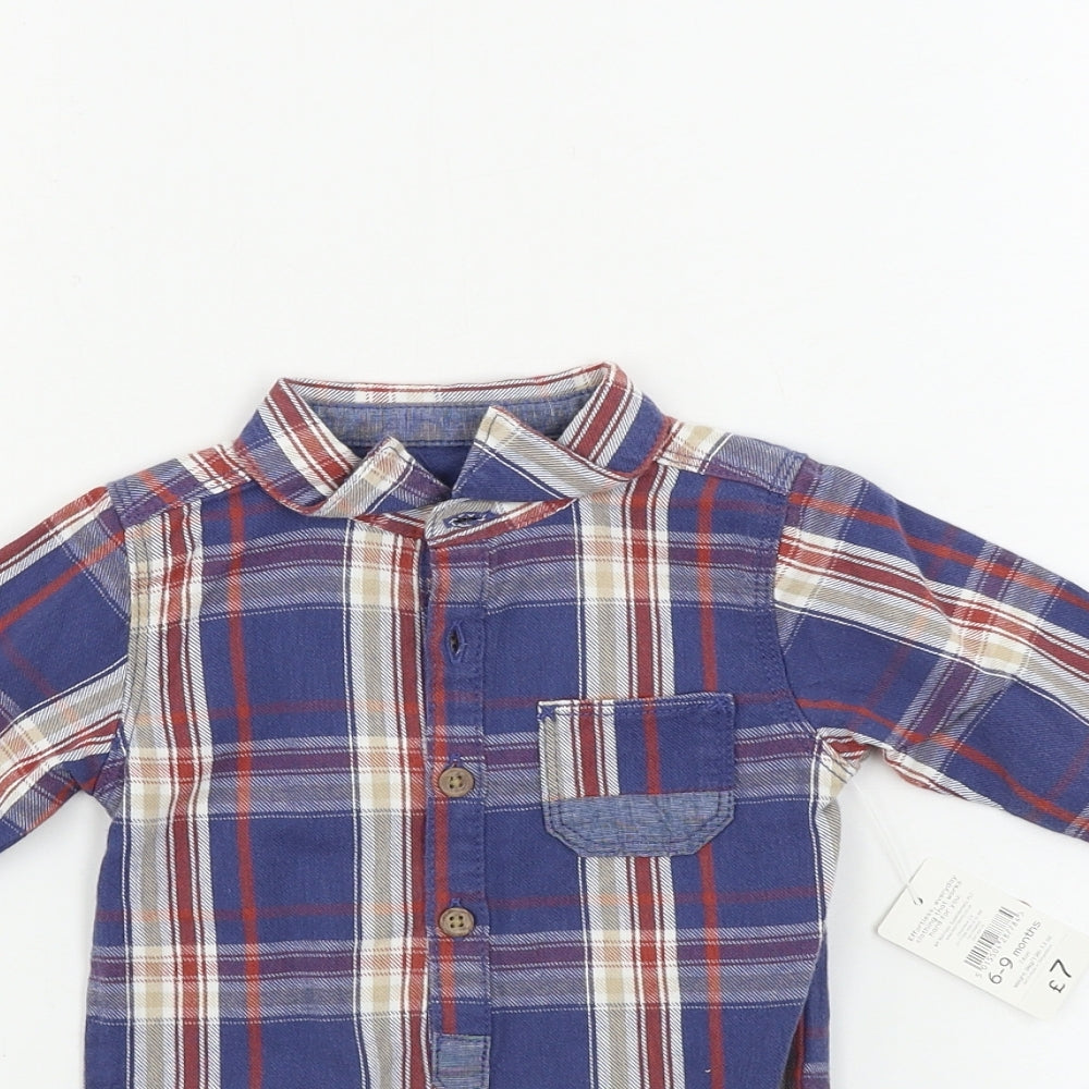 Nutmeg  Boys Blue Check  Babygrow One-Piece Size 6-9 Months