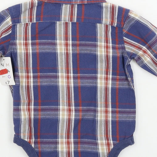 Nutmeg  Boys Blue Check  Babygrow One-Piece Size 6-9 Months