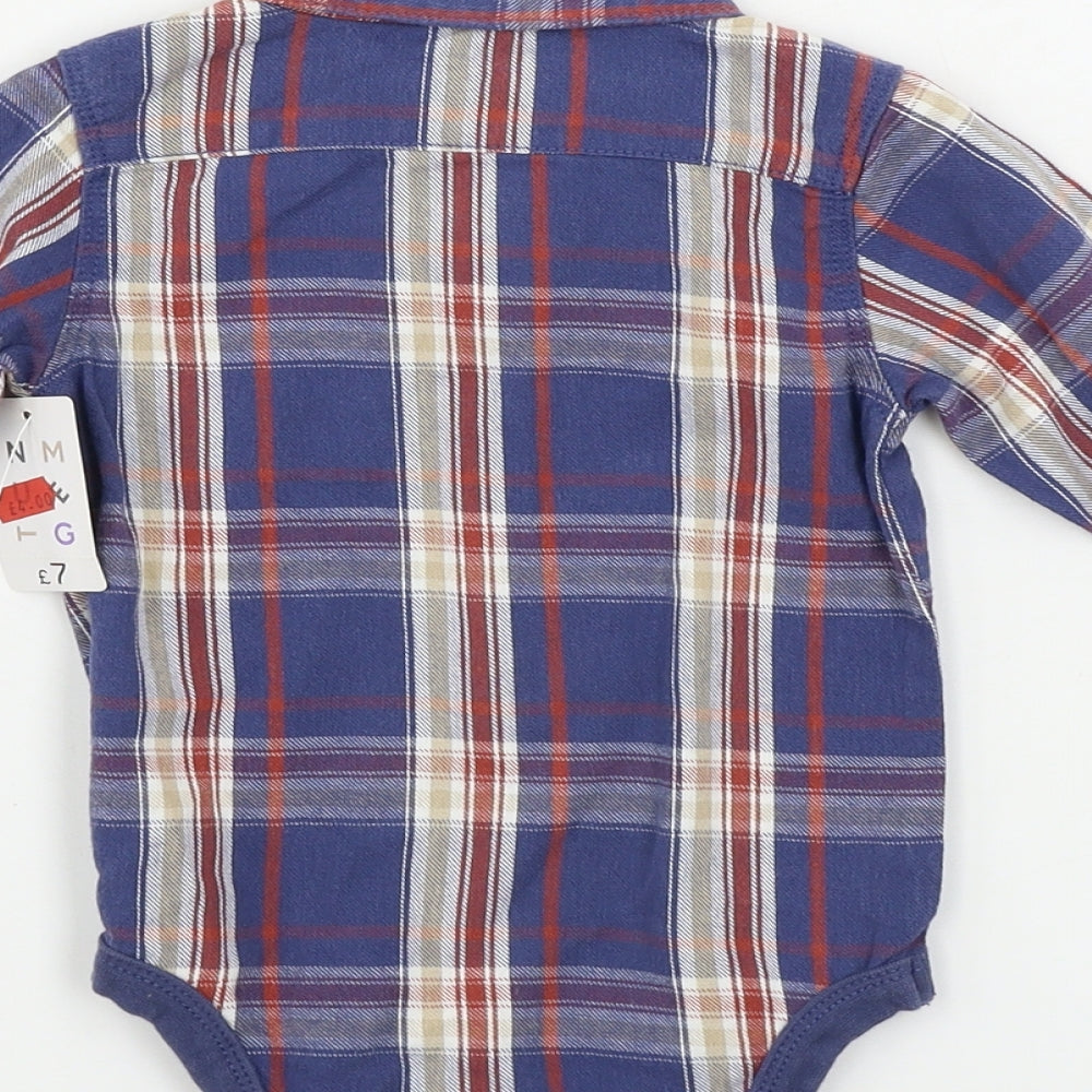 Nutmeg  Boys Blue Check  Babygrow One-Piece Size 6-9 Months