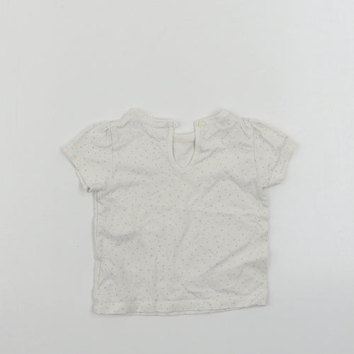 Marks and Spencer  Girls White Polka Dot  Basic T-Shirt Size 3-6 Months