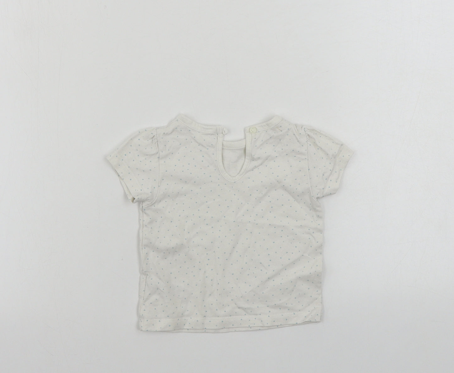 Marks and Spencer  Girls White Polka Dot  Basic T-Shirt Size 3-6 Months