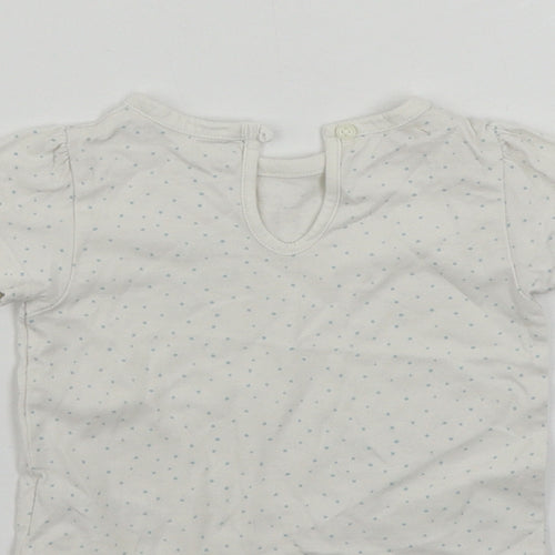 Marks and Spencer  Girls White Polka Dot  Basic T-Shirt Size 3-6 Months