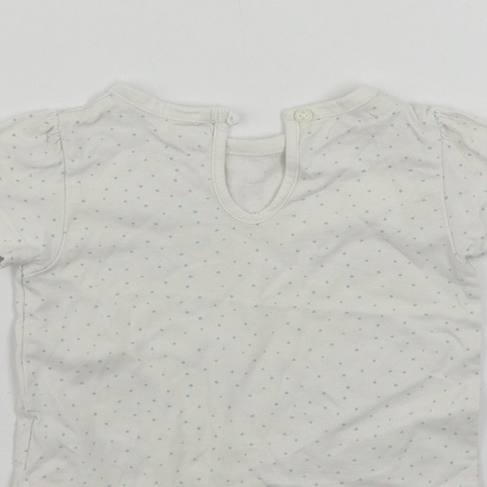 Marks and Spencer  Girls White Polka Dot  Basic T-Shirt Size 3-6 Months