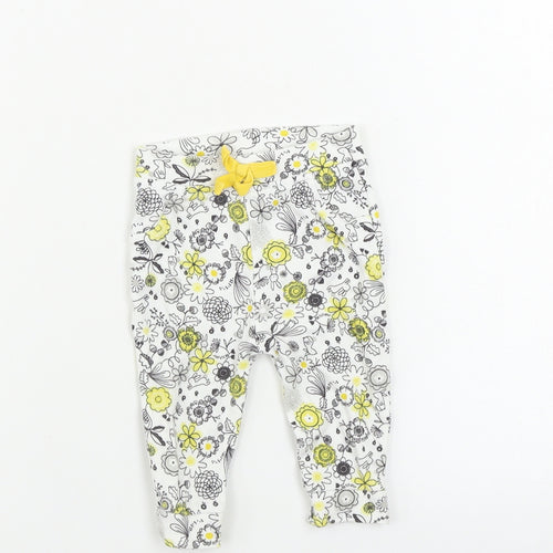 Nutmeg  Girls White Floral  Jogger Leggings Size 3-6 Months