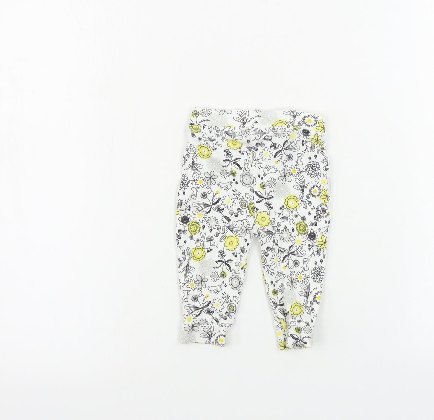 Nutmeg  Girls White Floral  Jogger Leggings Size 3-6 Months