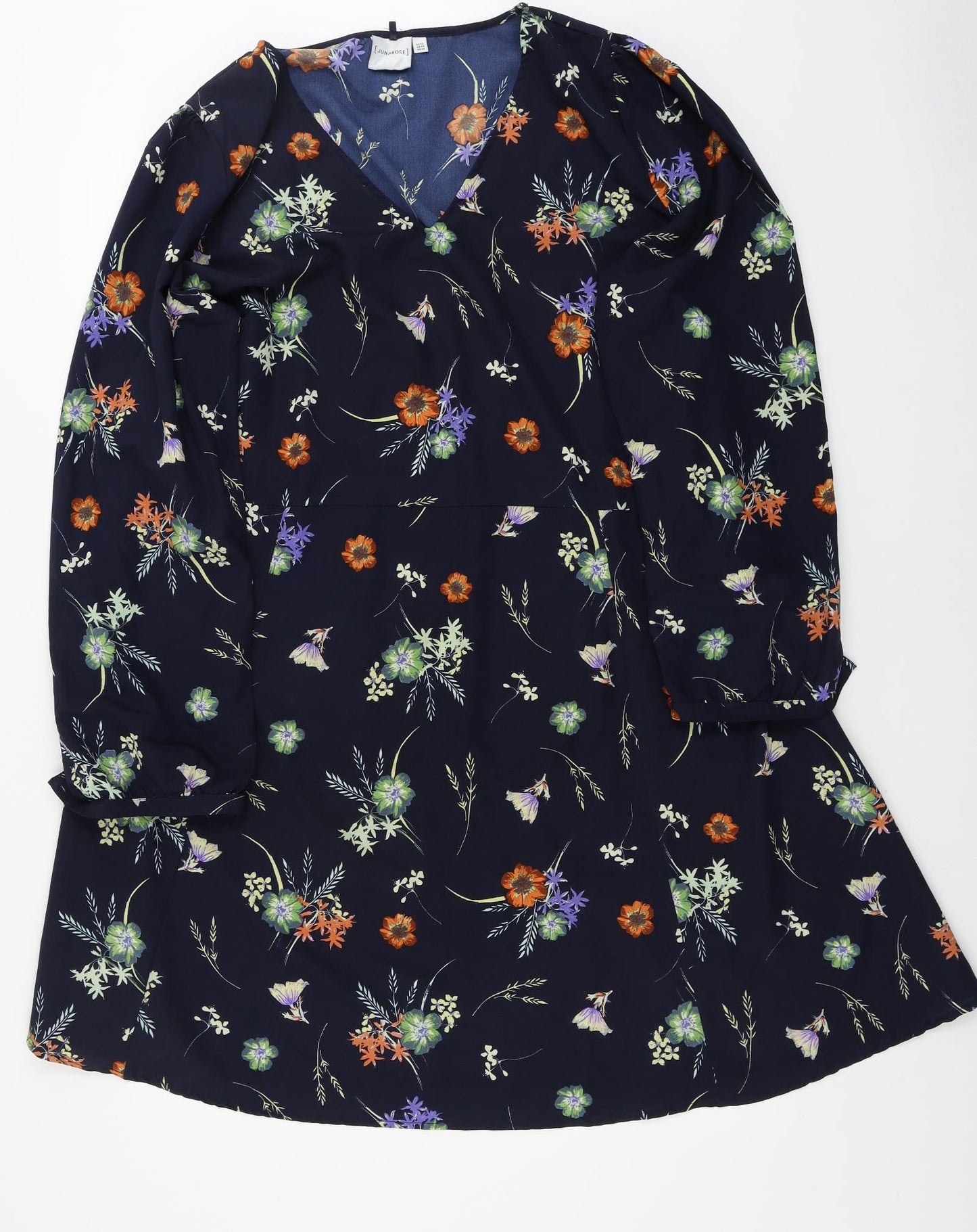 JUNAROSE Womens Blue Floral  A-Line  Size 22