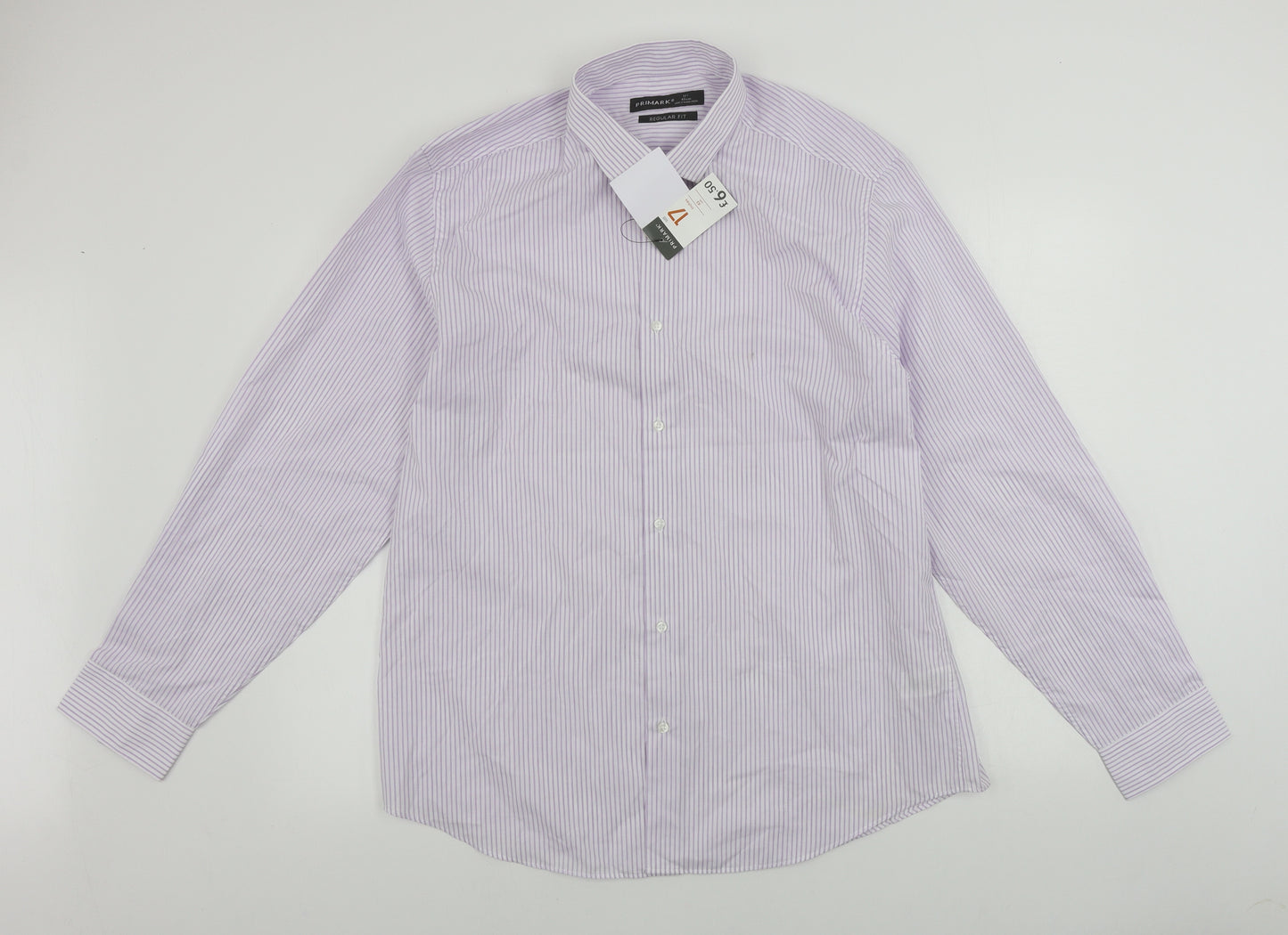 Primark  Mens Purple Striped   Dress Shirt Size 17.5