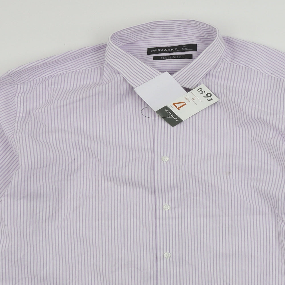 Primark  Mens Purple Striped   Dress Shirt Size 17.5