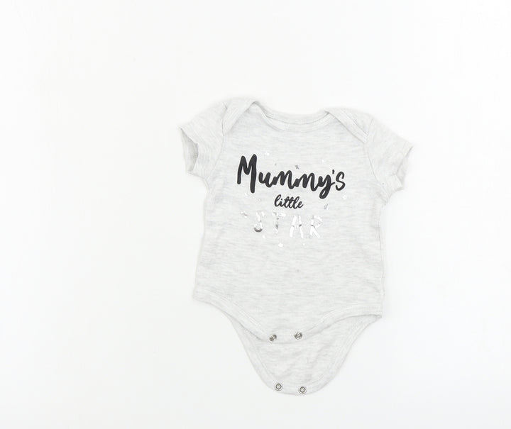 pep&co Girls Grey Babygrow One-Piece Size 0-3 Months