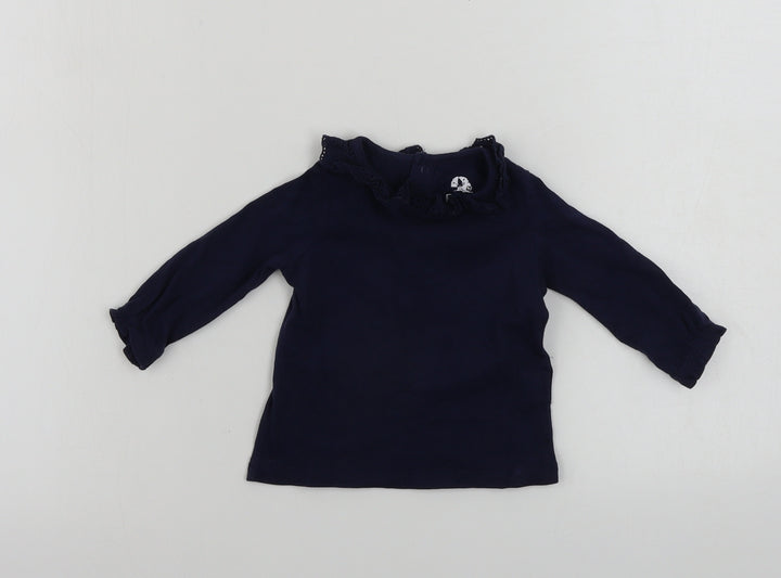 fred & flo Girls Blue   Basic T-Shirt Size 0-3 Months