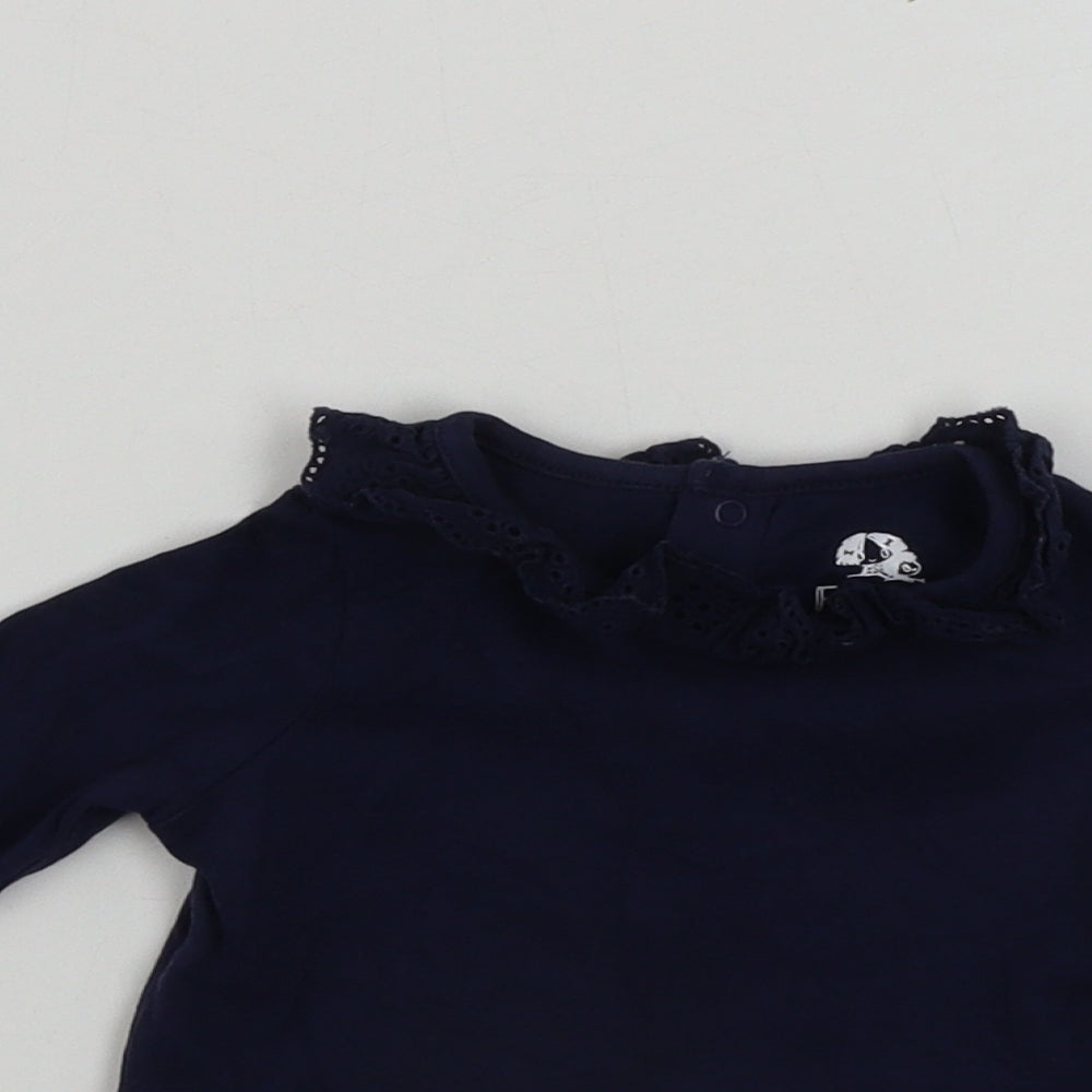 fred & flo Girls Blue   Basic T-Shirt Size 0-3 Months