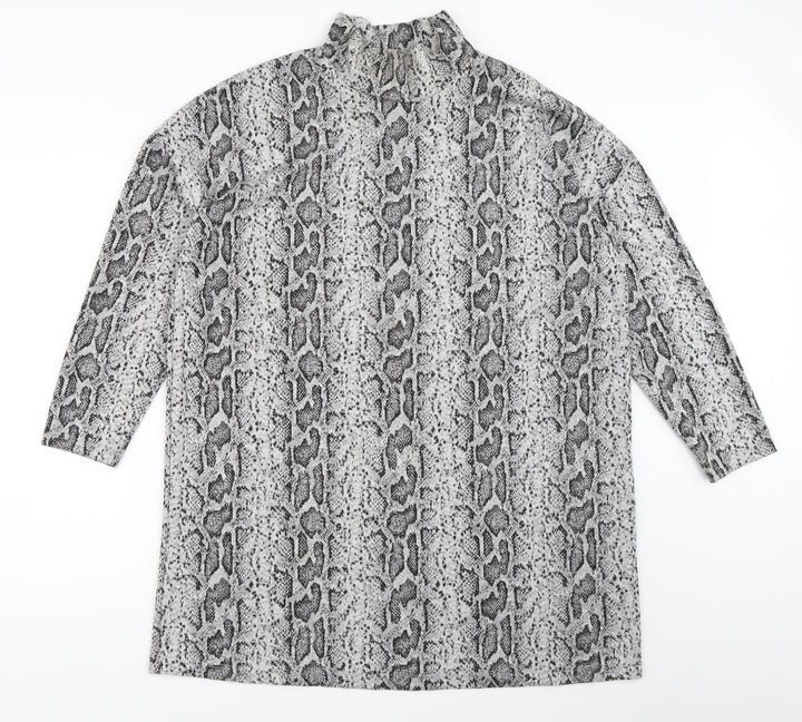 F&F Womens Grey Animal Print Pullover Jumper Size 14