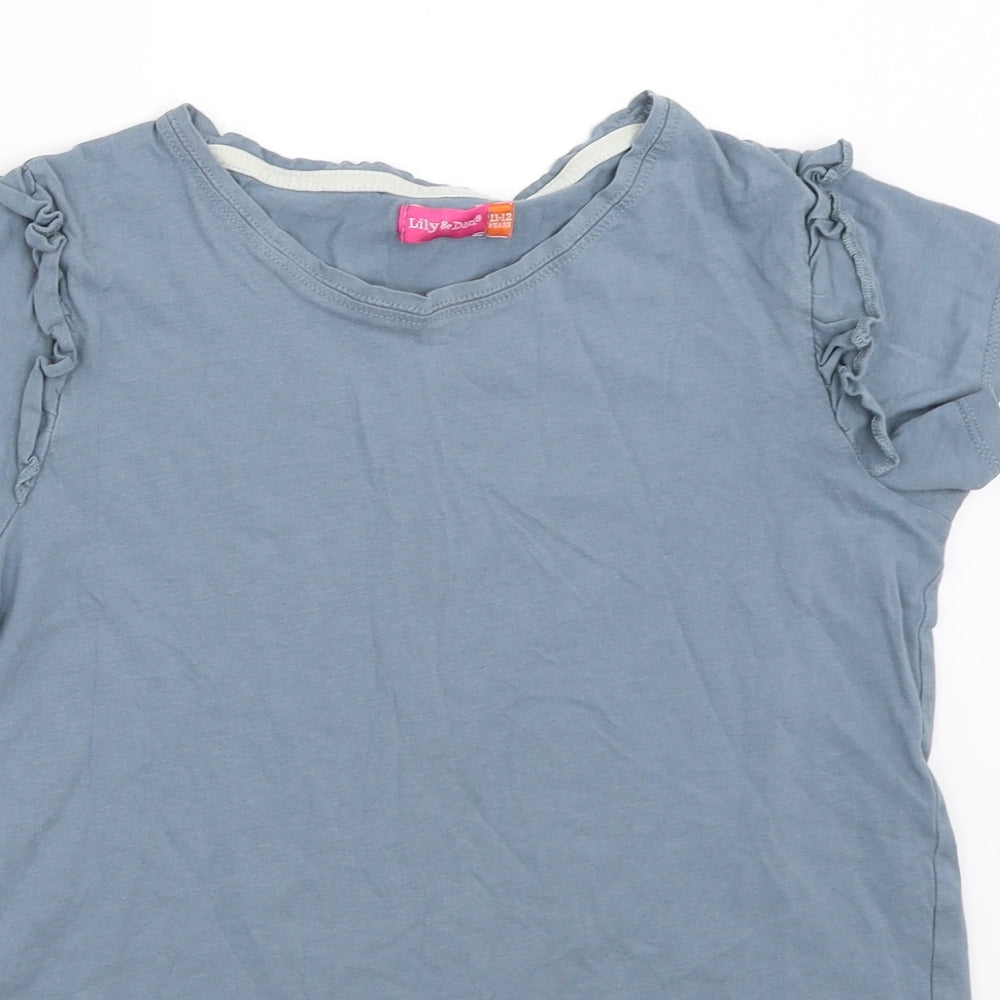 Lily & Dan Girls Blue   Basic T-Shirt Size 11-12 Years