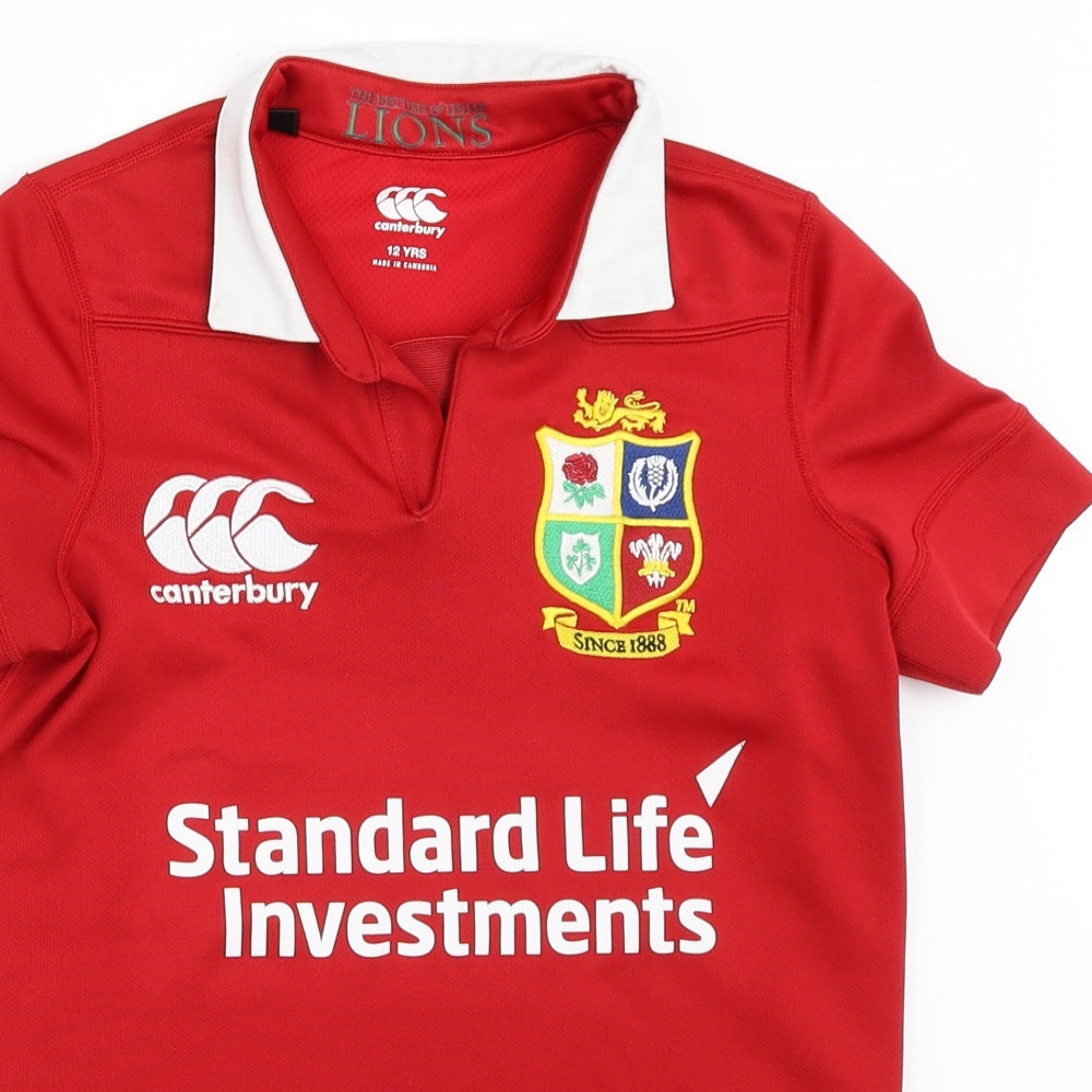 Canterbury Boys Red   Basic T-Shirt Size 12 Years  - The British Lions