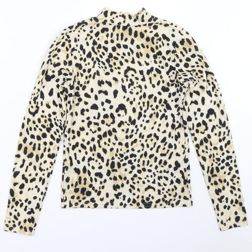 New Look Womens Beige Animal Print  Basic T-Shirt Size 10