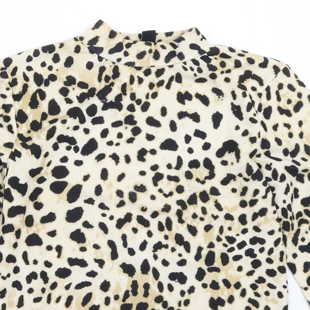 New Look Womens Beige Animal Print  Basic T-Shirt Size 10