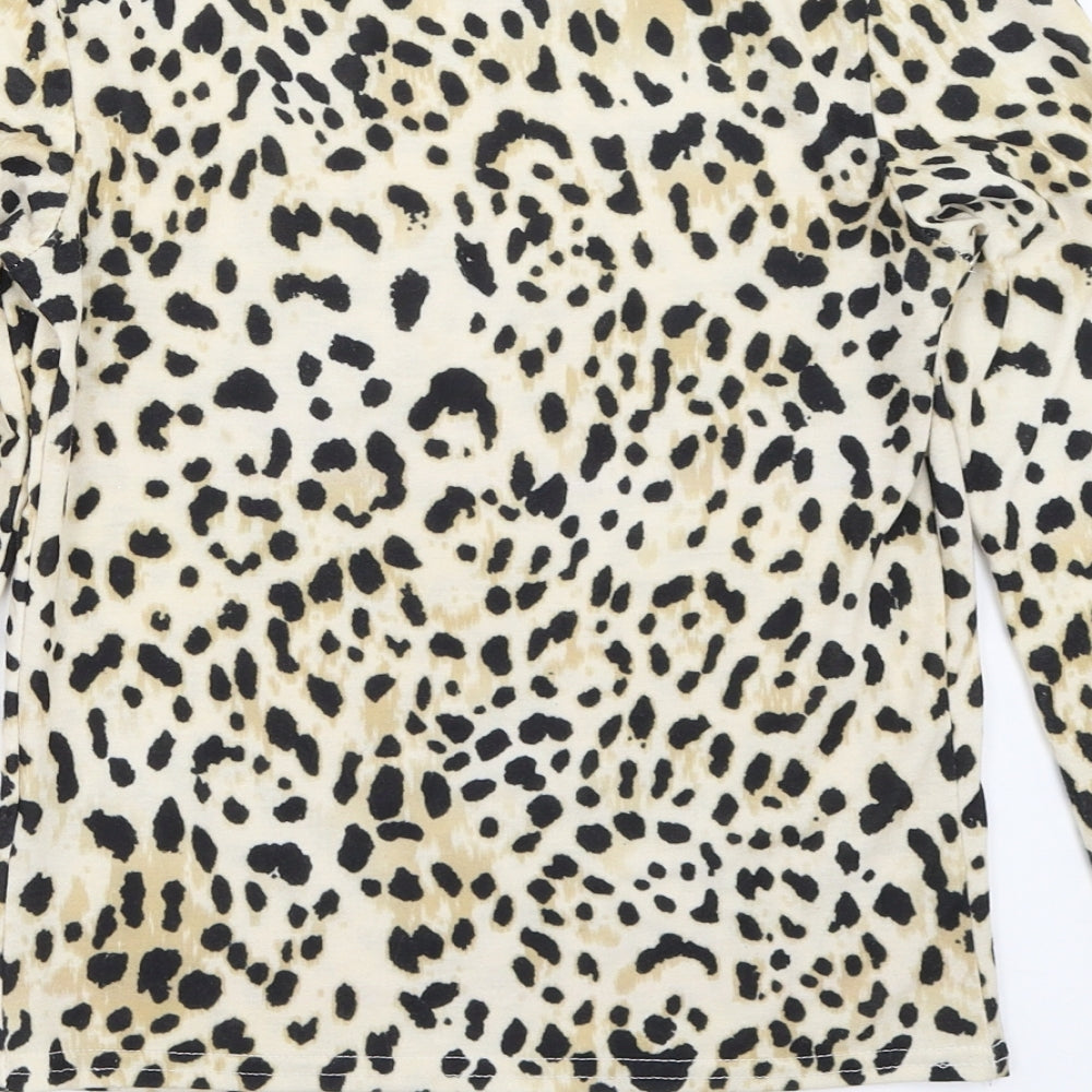 New Look Womens Beige Animal Print  Basic T-Shirt Size 10