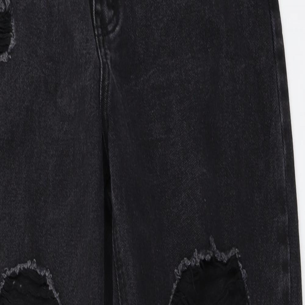 PRETTYLITTLETHING Womens Black  Denim Mom Jeans Size 10 L29 in