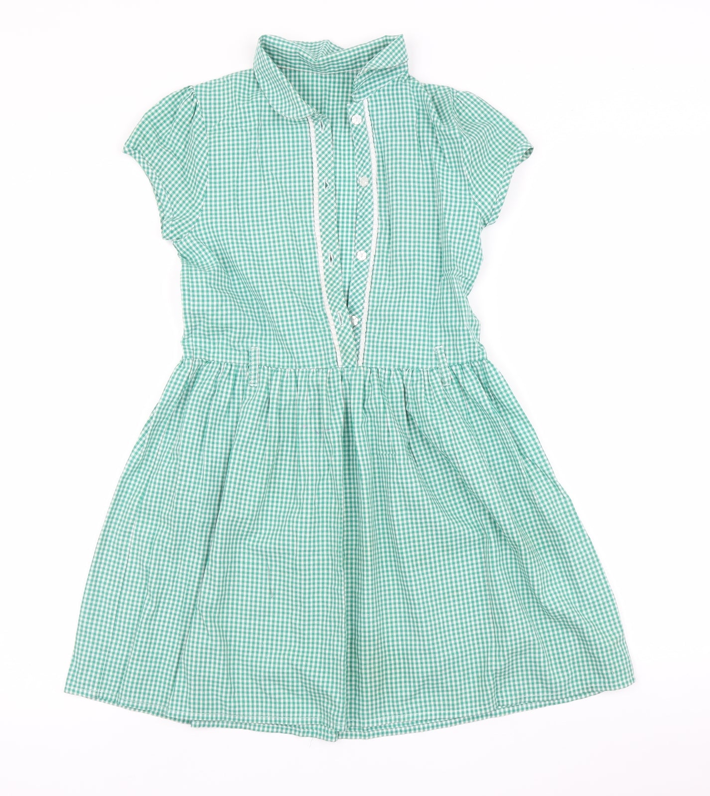 George Girls Green Check  Shirt Dress  Size 9-10 Years  - School Dress