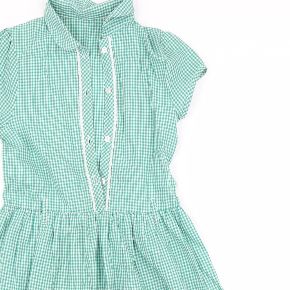 George Girls Green Check  Shirt Dress  Size 9-10 Years  - School Dress
