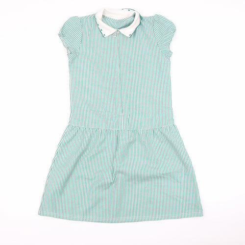 Matalan Girls Green Check  Shirt Dress  Size 10 Years