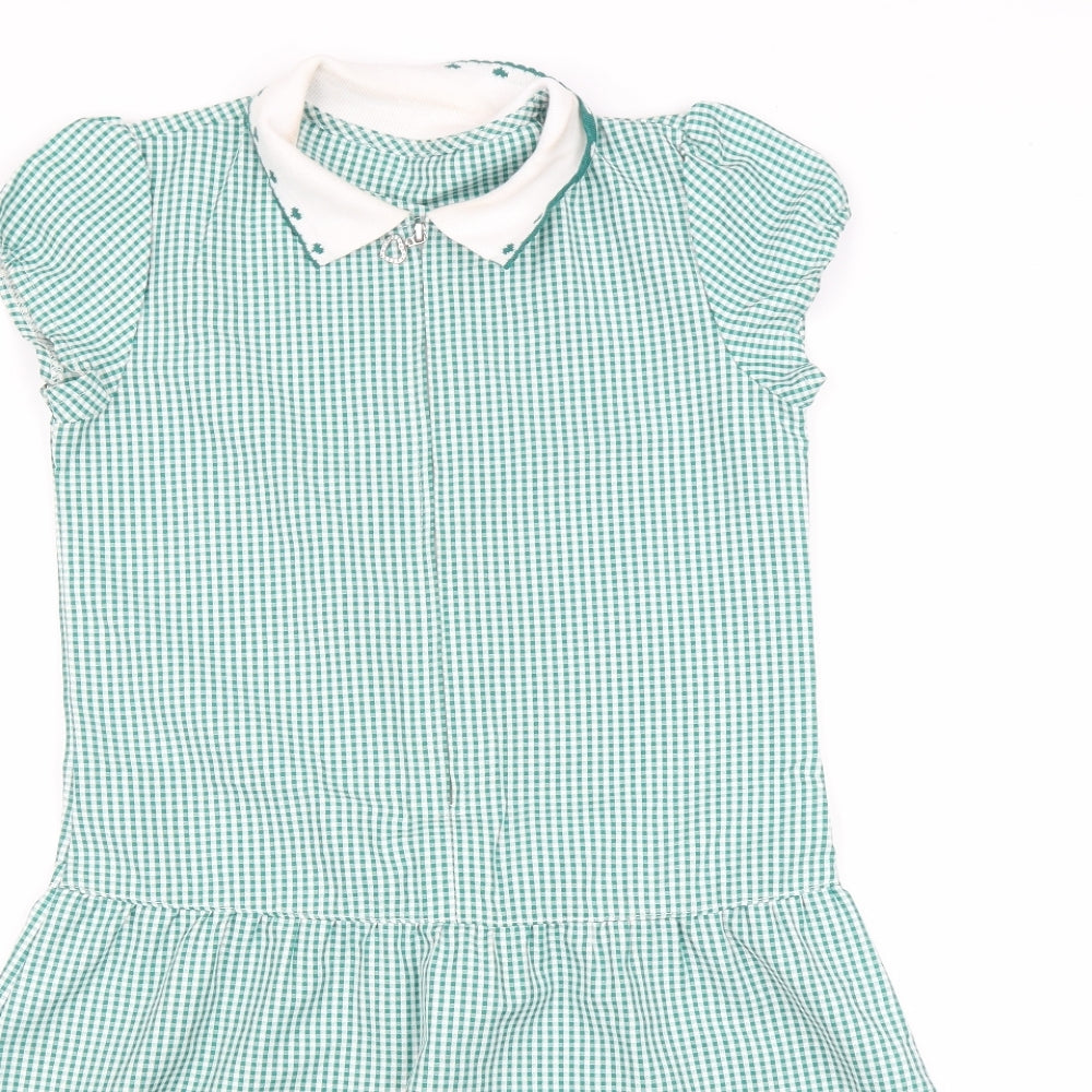 Matalan Girls Green Check  Shirt Dress  Size 10 Years