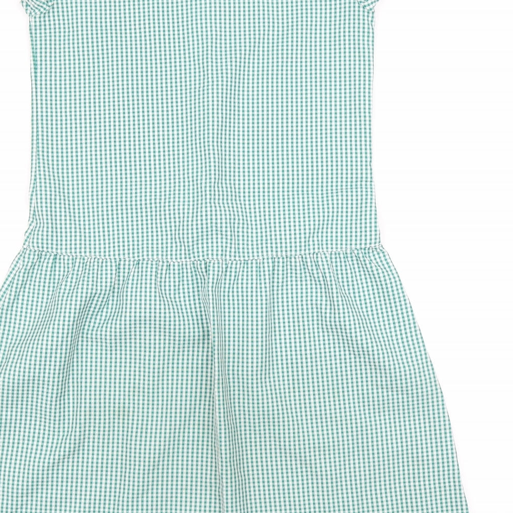 Matalan Girls Green Check  Shirt Dress  Size 10 Years