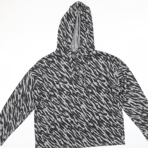 Pep&Co Womens Grey Animal Print  Pullover Hoodie Size L