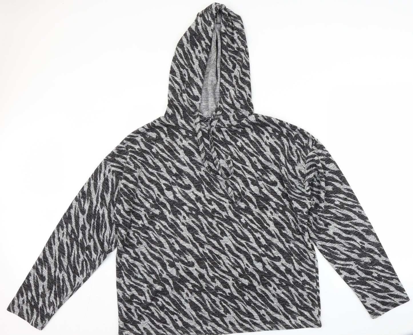 Pep&Co Womens Grey Animal Print  Pullover Hoodie Size L