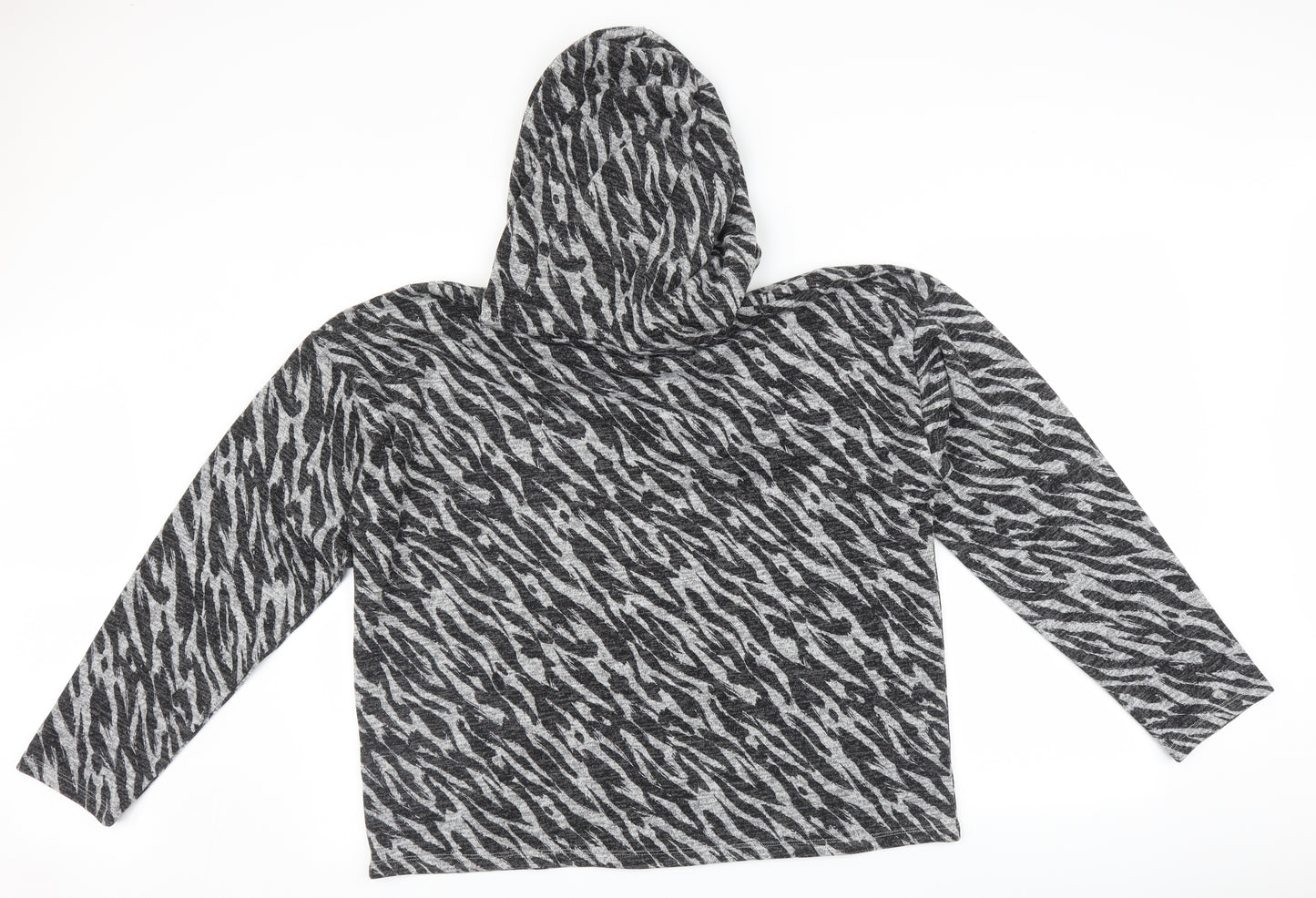 Pep&Co Womens Grey Animal Print  Pullover Hoodie Size L