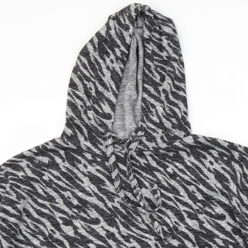 Pep&Co Womens Grey Animal Print  Pullover Hoodie Size L