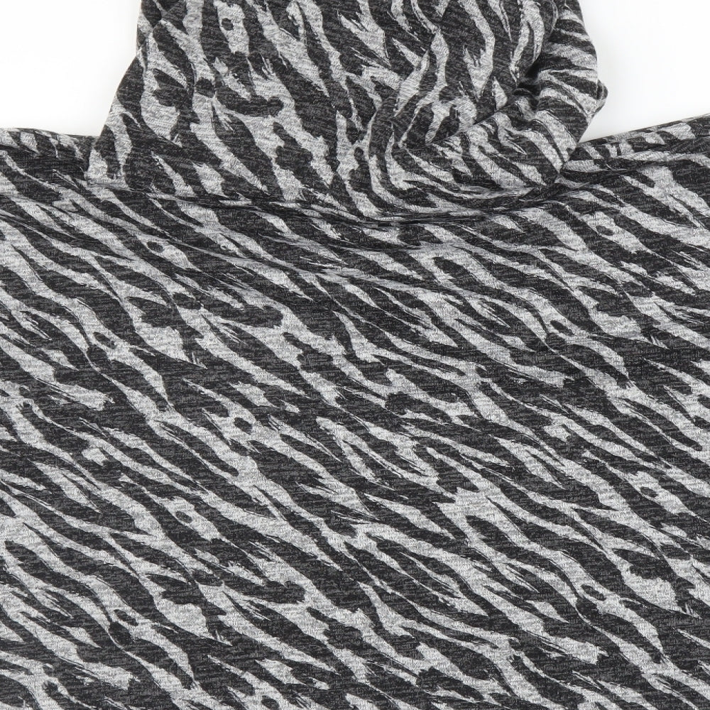 Pep&Co Womens Grey Animal Print  Pullover Hoodie Size L