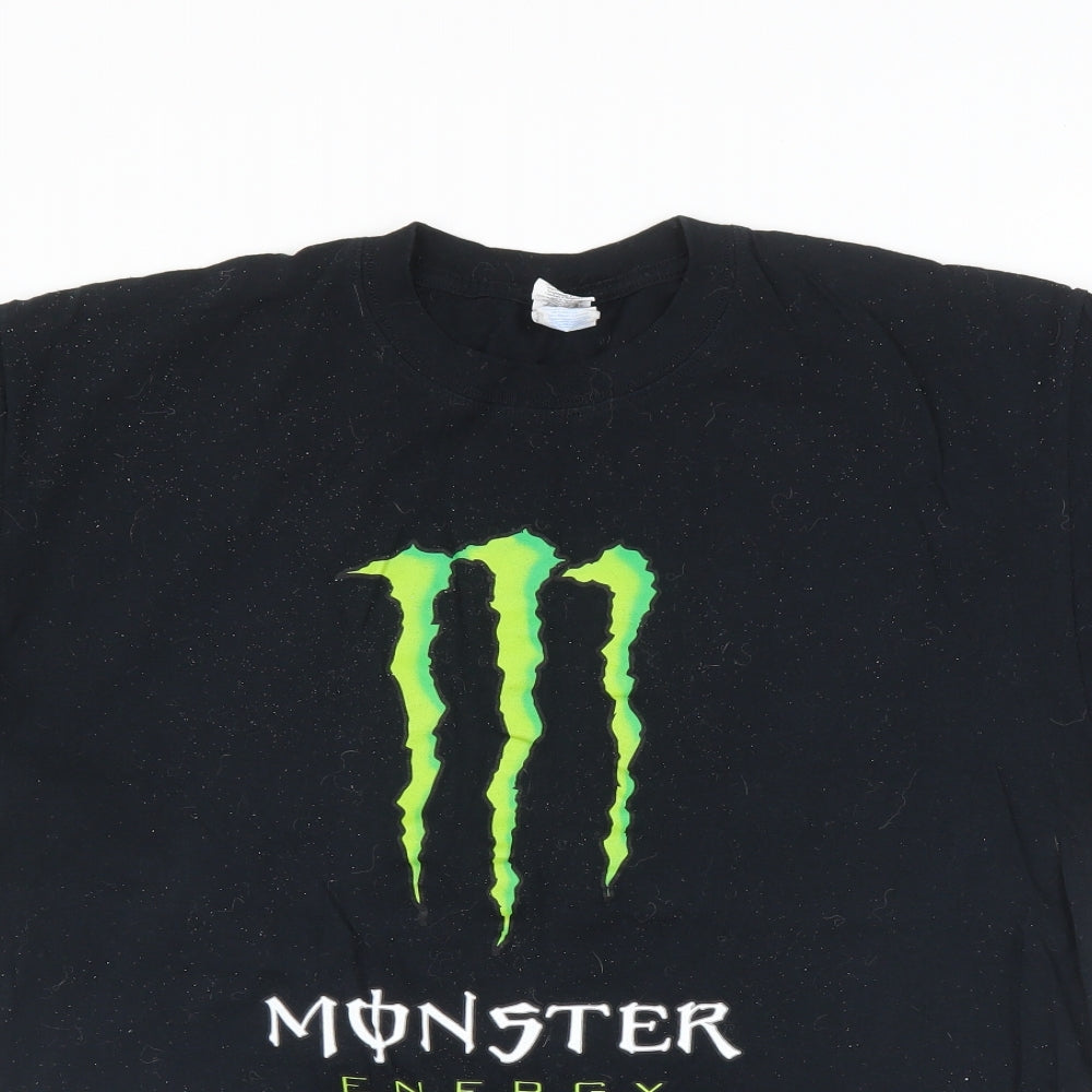 Gildan Mens Black    T-Shirt Size L  - monster energy