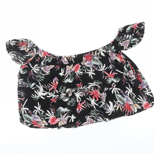 Select Womens Black Floral  Basic Blouse Size 6