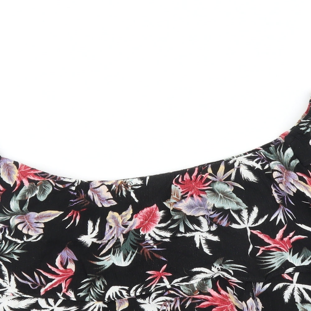 Select Womens Black Floral  Basic Blouse Size 6